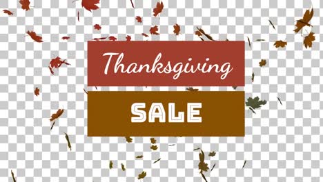 animation of thanksgiving sale text over autumn leaves falling