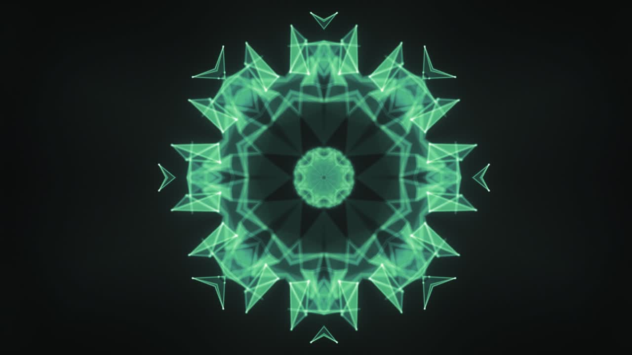 녹색 칼레이도스코프 원활한 vj 루프 애니메이션은 검은색으로 분리되어 있습니다.