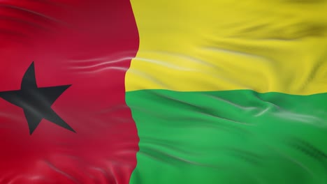 bandera de guinea-bissau ondeando en el viento con una textura de tela muy detallada. bucle sin costuras