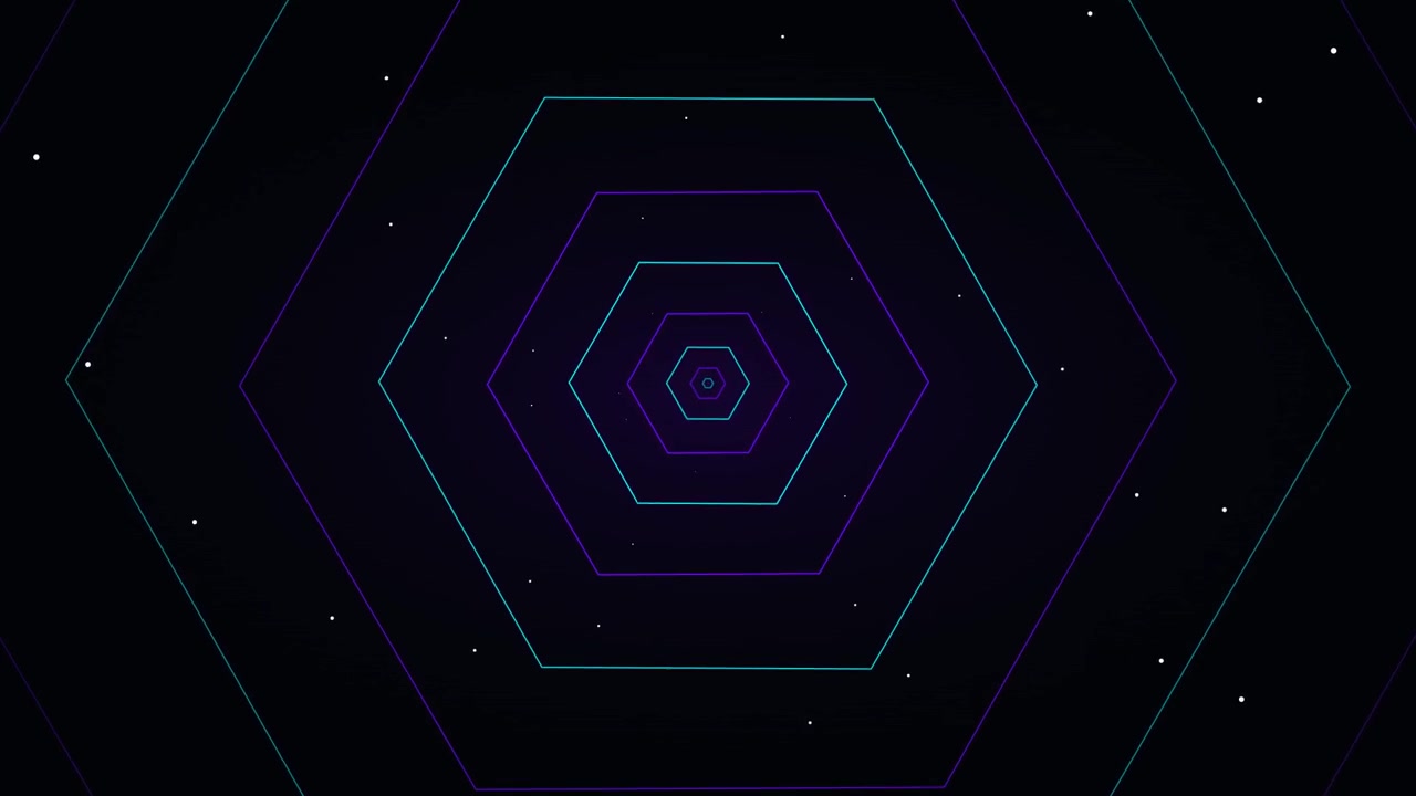 Abstract Motion Background with Pulsing Neon Hexagons
