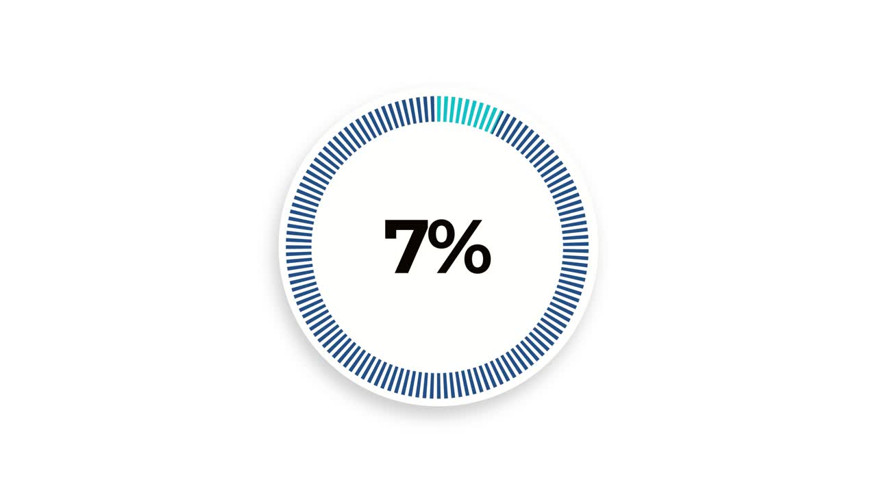 infografías animación de gráficos circulares contando de 0 a 50 por ciento. cargando animación de círculo azul. 4k