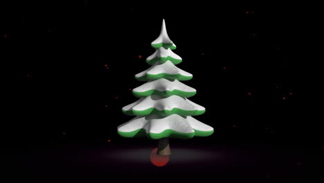 animation of falling red dots over christmas tree on black background