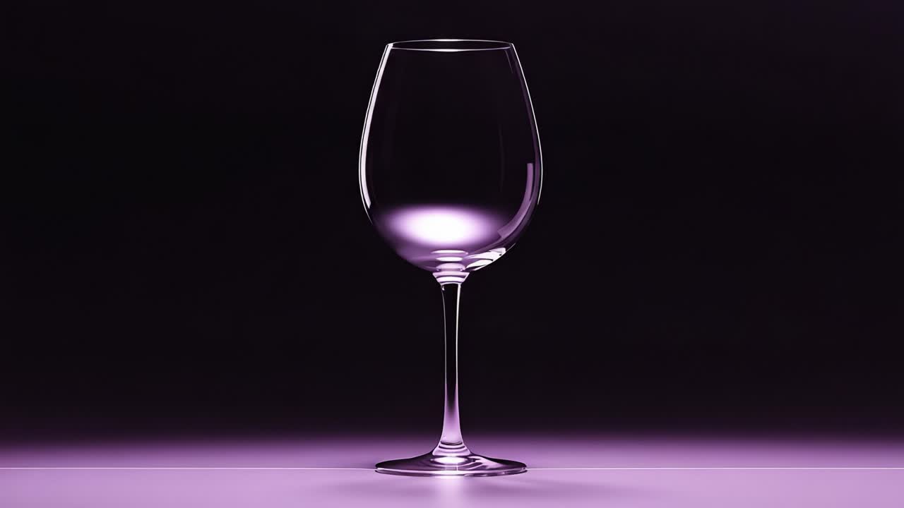 Et imponerende glas i mørke omgivelser: Fængslende billede af et elegant vinglas, der udstråler elegance og stil i en minimalistisk lilla baggrund