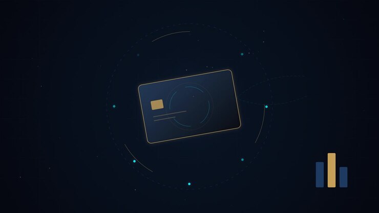 Digital Credit Card Animation with Financial Data Visualization