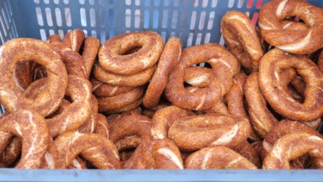 a basket full of freshly baked simit bread