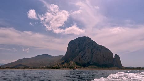 monte monaco in sicily close to san vito lo capo as seen from navigating boat in italy