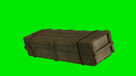 wooden box for weapons on green chromakey background