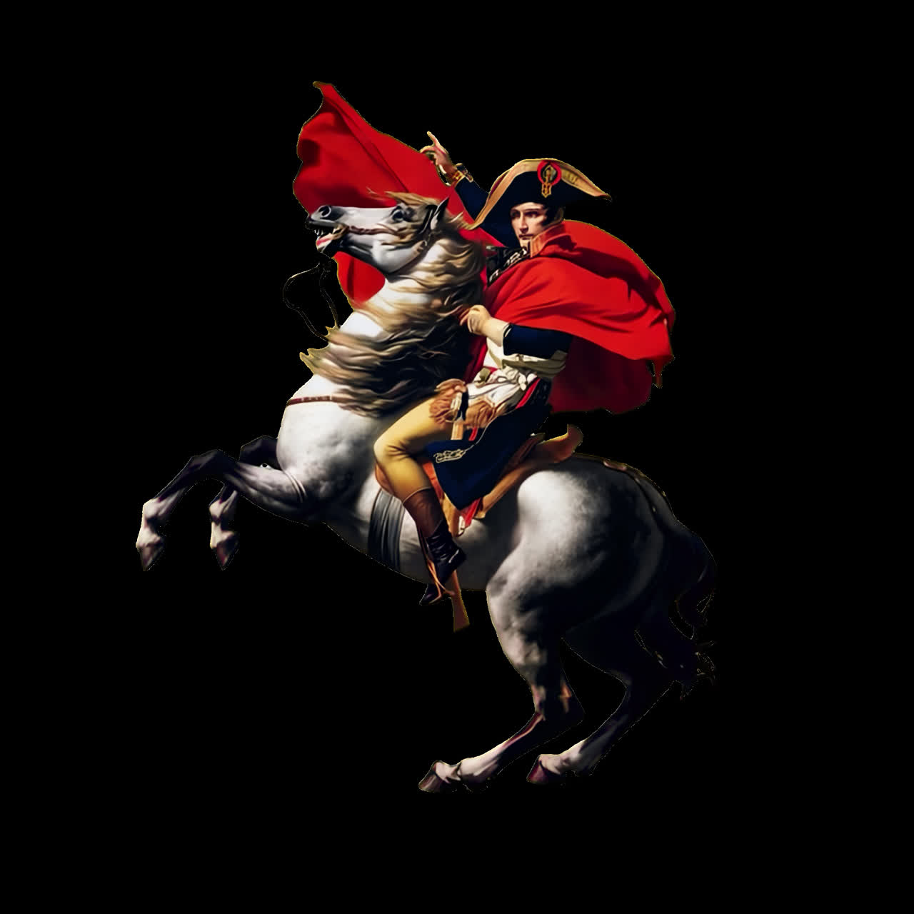 Pintura Histórica de Napoleão Bonaparte em um Cavalo Empinado