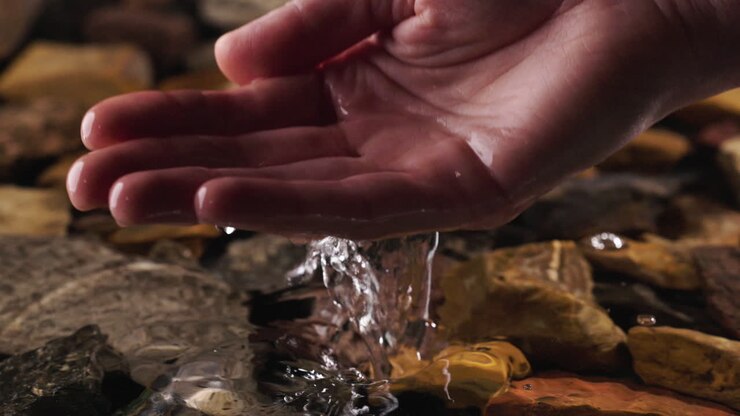 Hand trying to take water