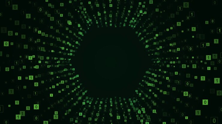 Digital Binary Code Tunnel with Green Floating Numbers