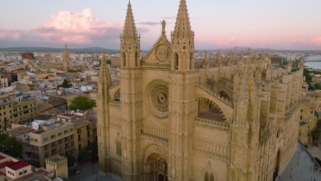 palma cathedral aerial view at sunset
