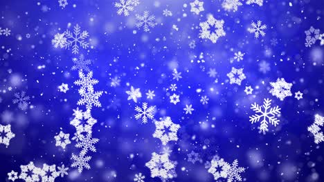 christmas snowflakes falling on dark blue background. snow snowfall snowflake particles seamlessly loop black alpha green screen animation