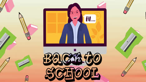 Animation-of-back-to-school-text-on-red-background