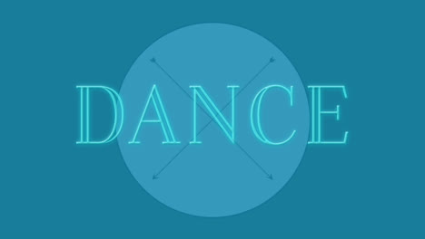 animation of dance text over pattern on blue background