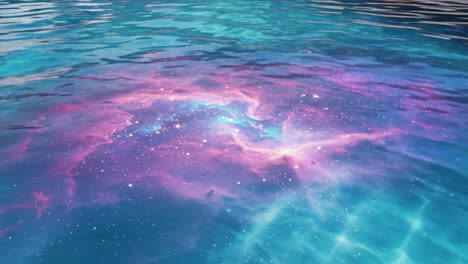 a mesmerizing cosmic reflection: the enchanting dance of colors and light in the depths of celestial waters captivating the imagination