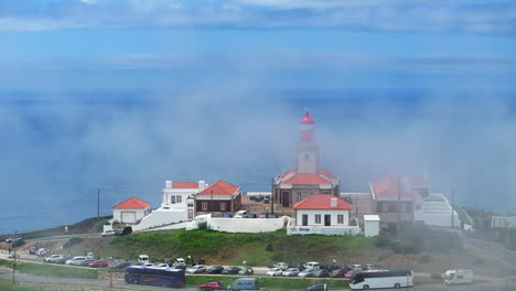 lighthouse in fog, coastal viewpoint