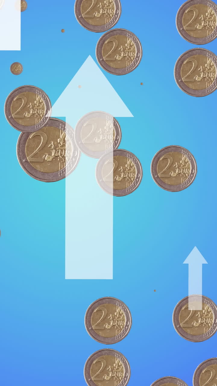 Animation af hvide pile over mønter