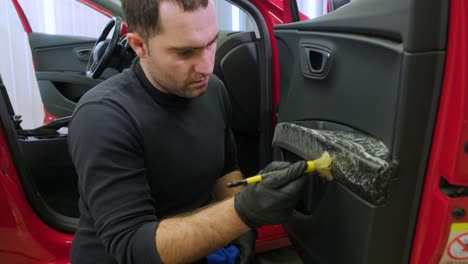 professional car cleaning. сar wash. dry cleaning and detailing of the cabin. deep cleaning of the body, seat cleaning. wiping foam in car wash. cleaning the car panel from dust. a vacuum cleaner