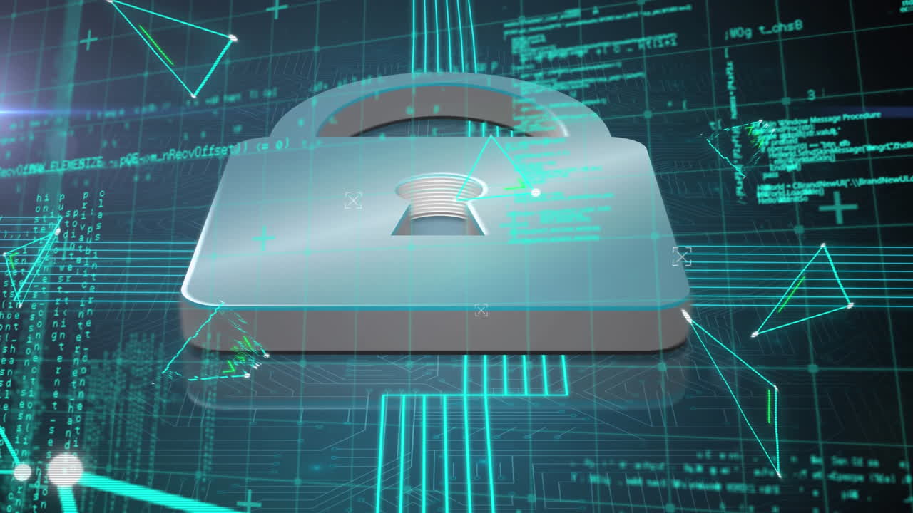 animación del candado de seguridad en línea con procesamiento de datos en segundo plano