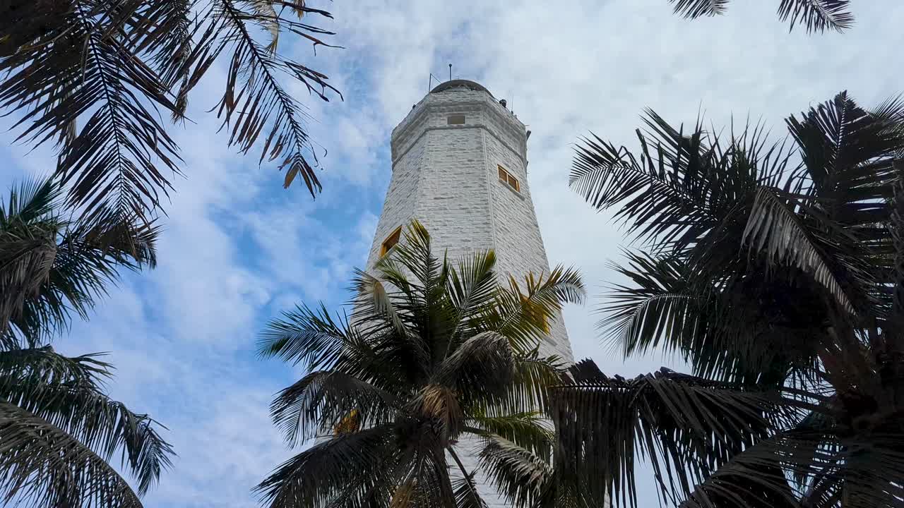 Looking up at Dondra Head Lighthouse at southernmost point in Sri Lanka