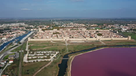 drone footage of aigues mortes in camargue france