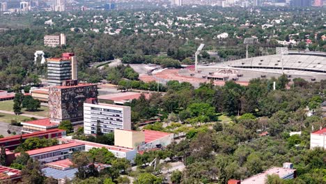 shot of unam central campus and stadium in mexico city