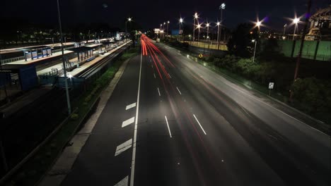 Day-to-night-Time-lapse-of-highway-seen-from-Labruna-Bridge,-Buenos-Aires