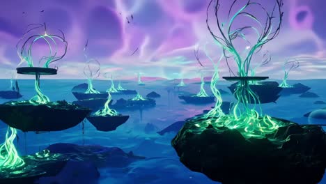 floating islands in a cosmic aurora