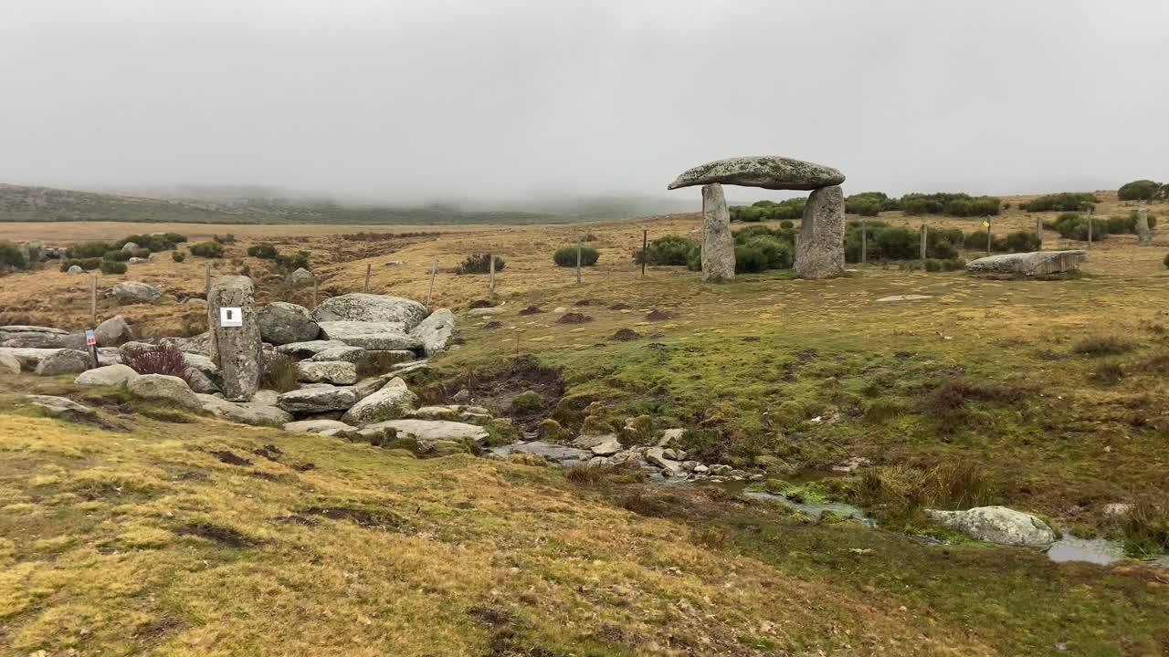 Ancient stone megalith at the source of the river Tormes, Spain