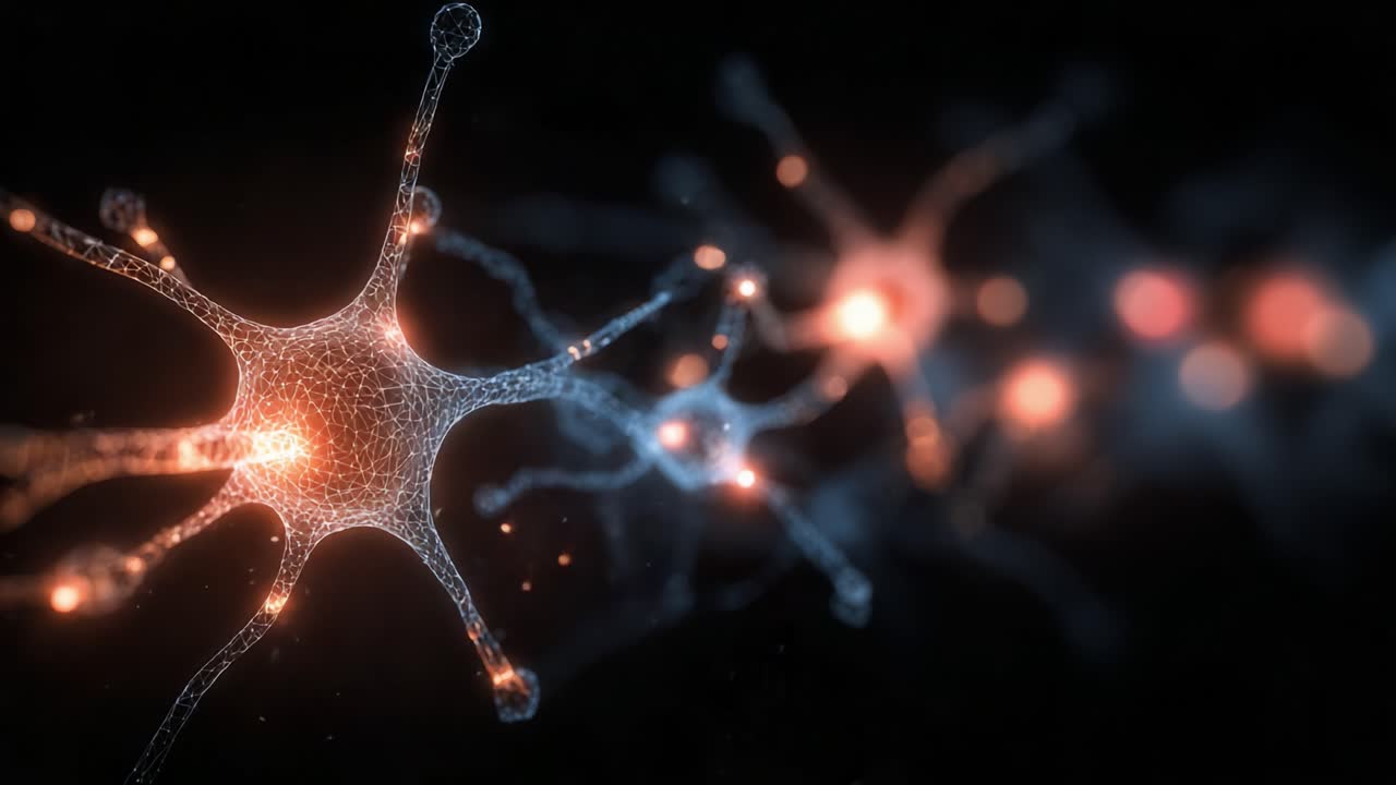 Close-up Visual Representation of Neurons and Synapses Showing Intricate Connections and Neural Activity, Highlighting the Complexity of the Nervous System