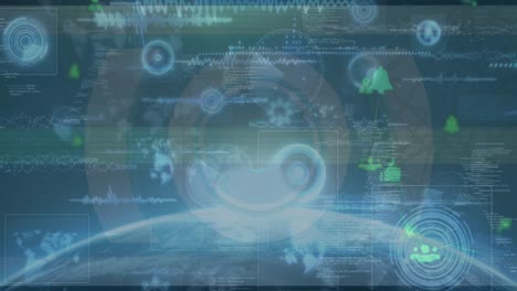 animación de datos, pantallas digitales, conexiones y globo