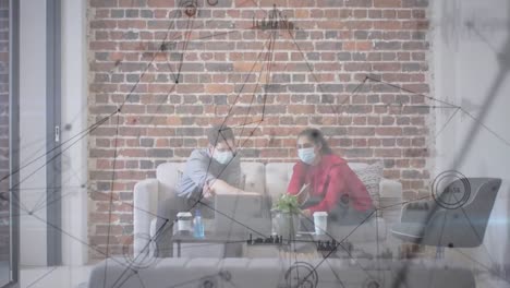 animación de la red de conexiones sobre personas de negocios en la oficina