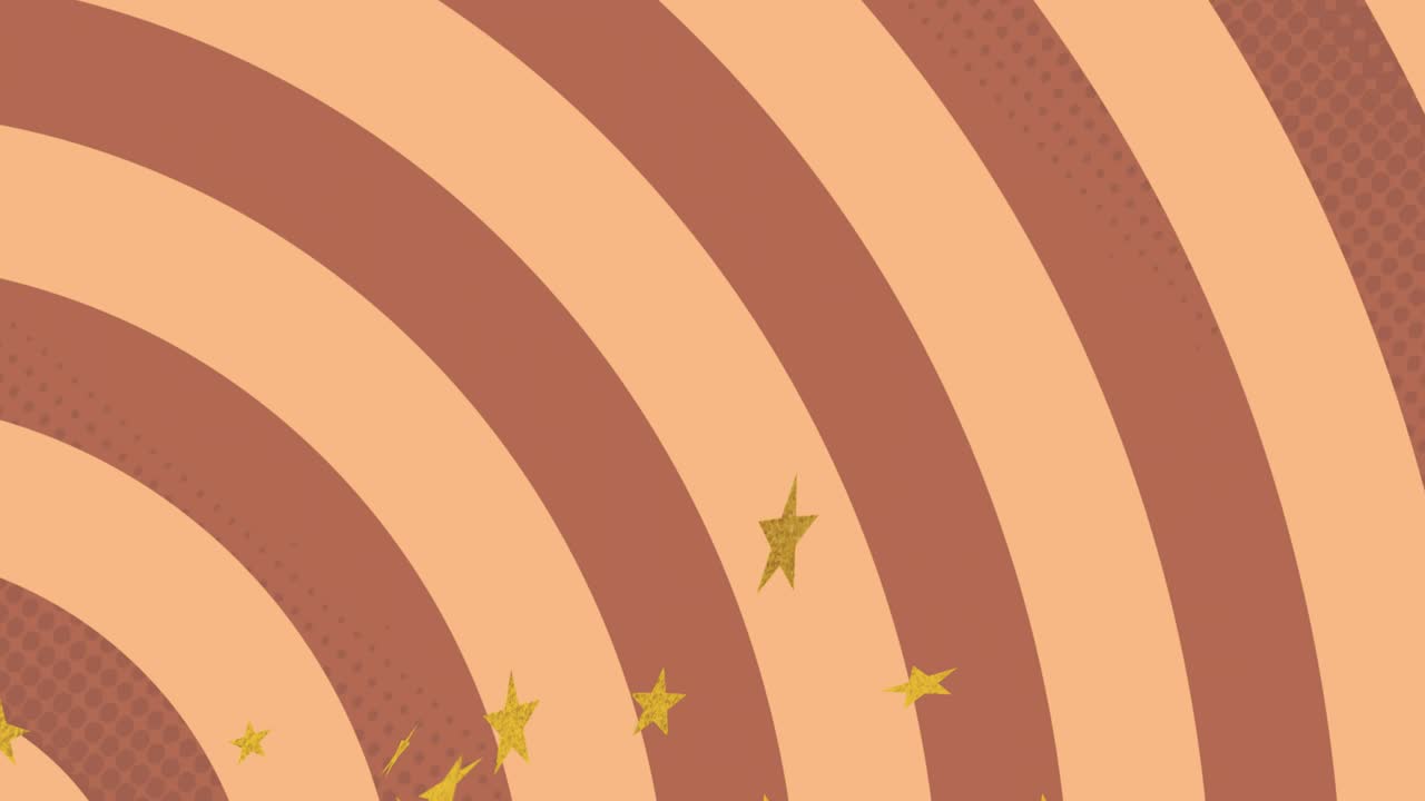 On start concentric bands spanning frame, yellow stars appearing, moving diagonally for decor