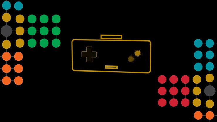 Animation of yellow video game logo