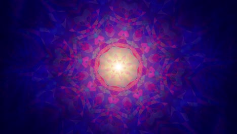 loopable psychedelic kaleidoscope, swirling mandala patterns and vibrant glowing colors in a purple background