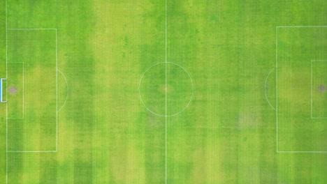 aerial top down view of soccer football field