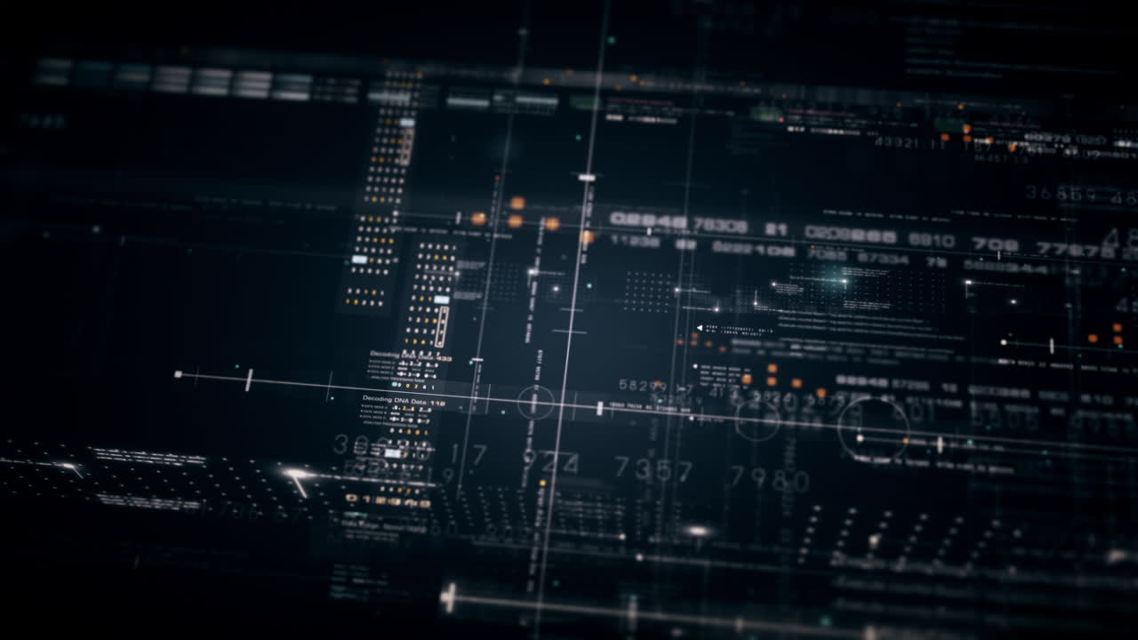 Advanced data matrix simulation UI with cutting-edge digital environment with a dynamic and immersive display of interconnected data matrix information networks systems background