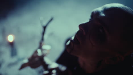 mystical portrait of a person in ritual setting