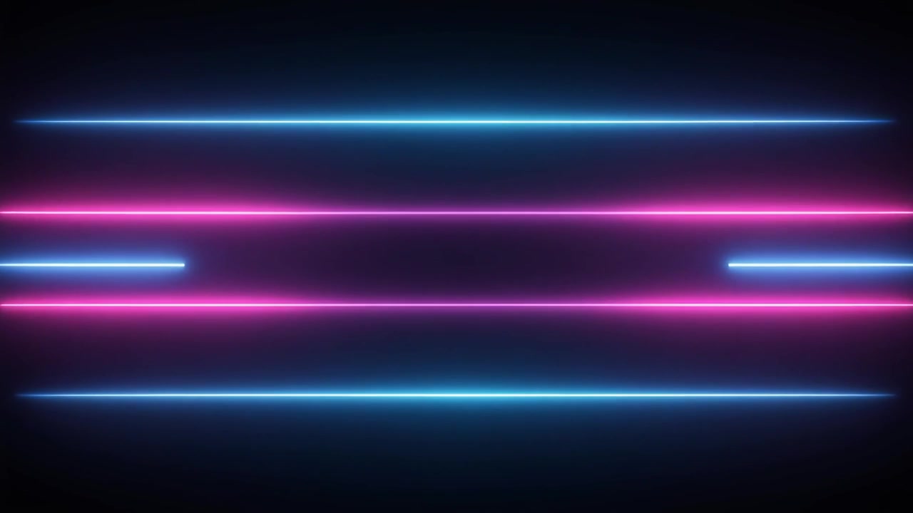Abstract Neon Light Lines Moving on Dark Background