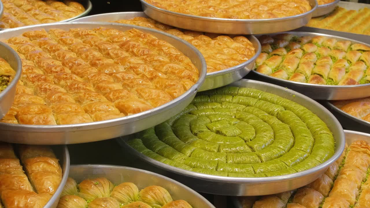 baklava, un postre tradicional turco, en primer plano