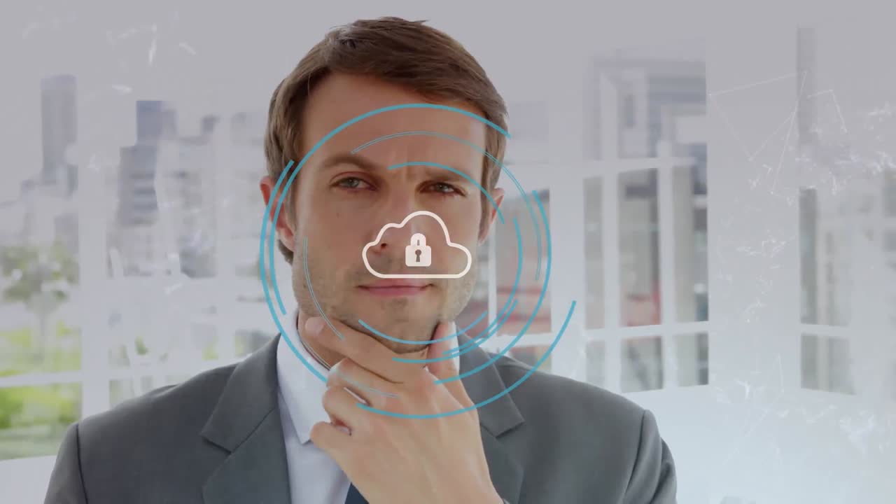 un hombre de negocios está de pie en su oficina, pensando