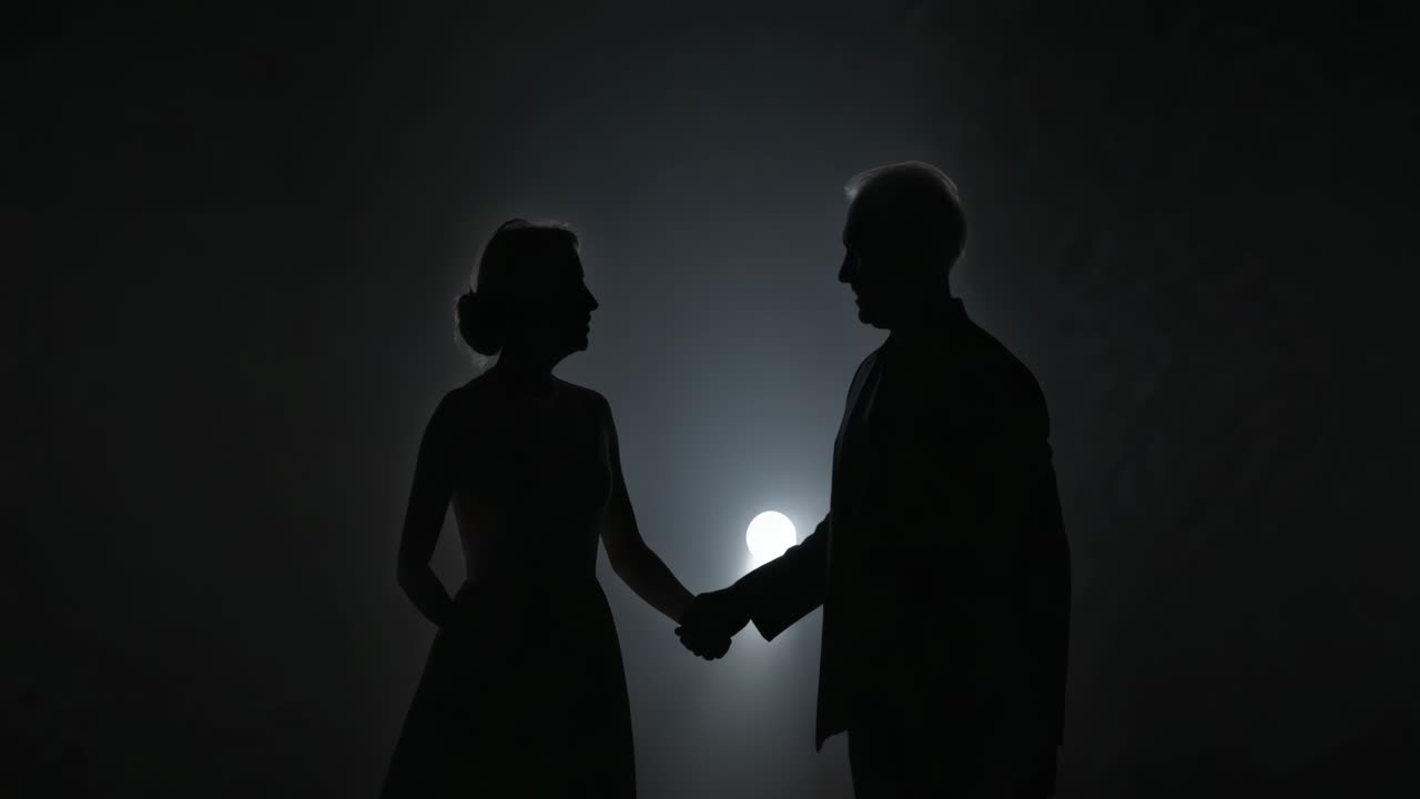 Silhouette of a Couple Holding Hands