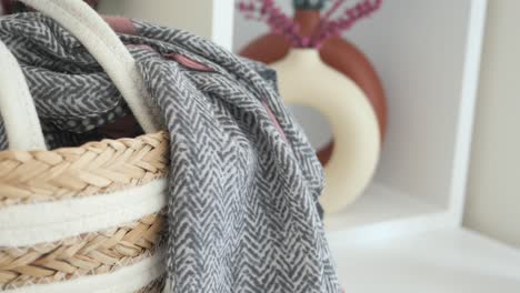 stylish woven basket with scarf