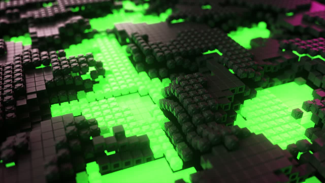 빛나는 큐브의 추상적인 기하학적 패턴