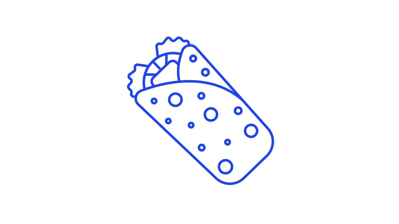 Animação de um Burrito Sendo Desenhado em Estilo de Arte de Linha