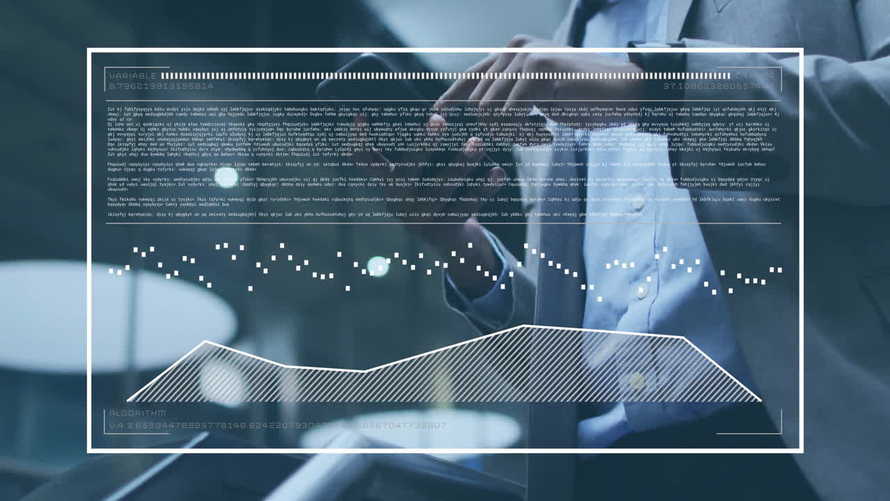 스마트폰을 사용하는 카우카스계 사업가에 대한 데이터 처리 애니메이션