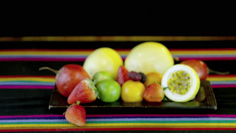 fresh fruits and a glass of strawberry juice