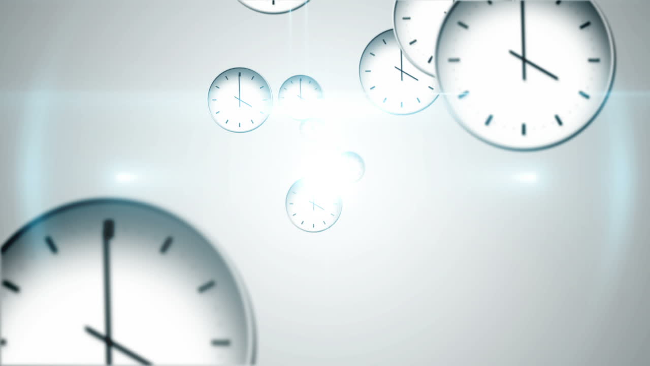 Time passing concept with many clocks
