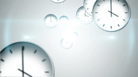 time passing concept with many clocks