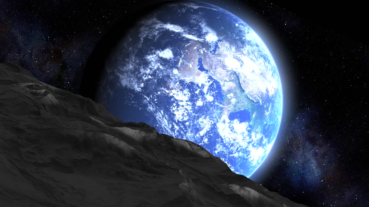 La Terra che sorge sopra le montagne lunari